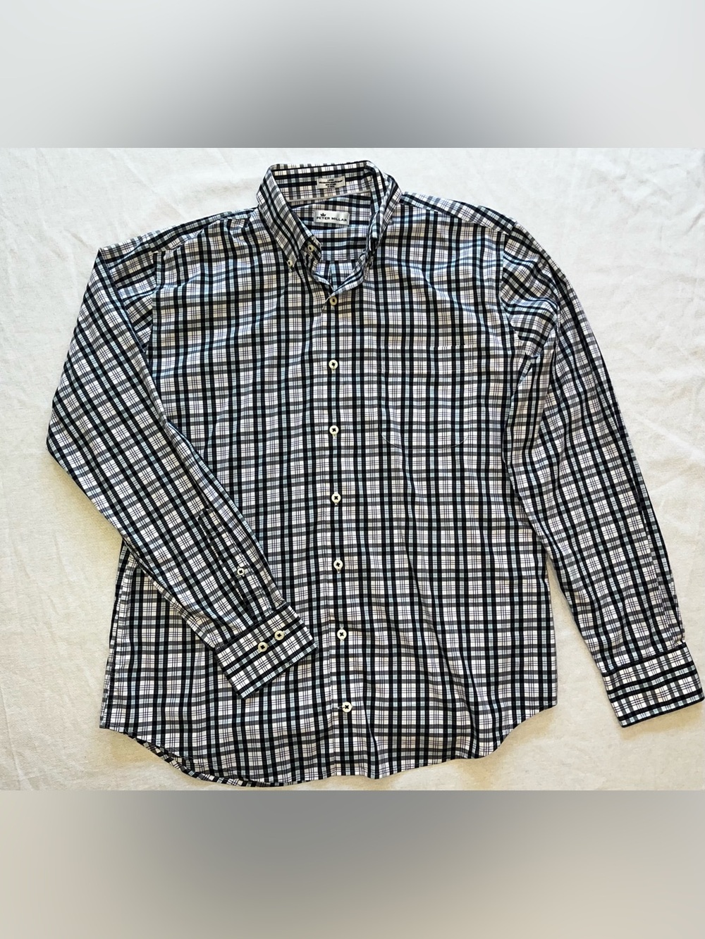 Peter Millar Plaid Button Down Shirt Quiet Luxury Preppy Golf Country Club